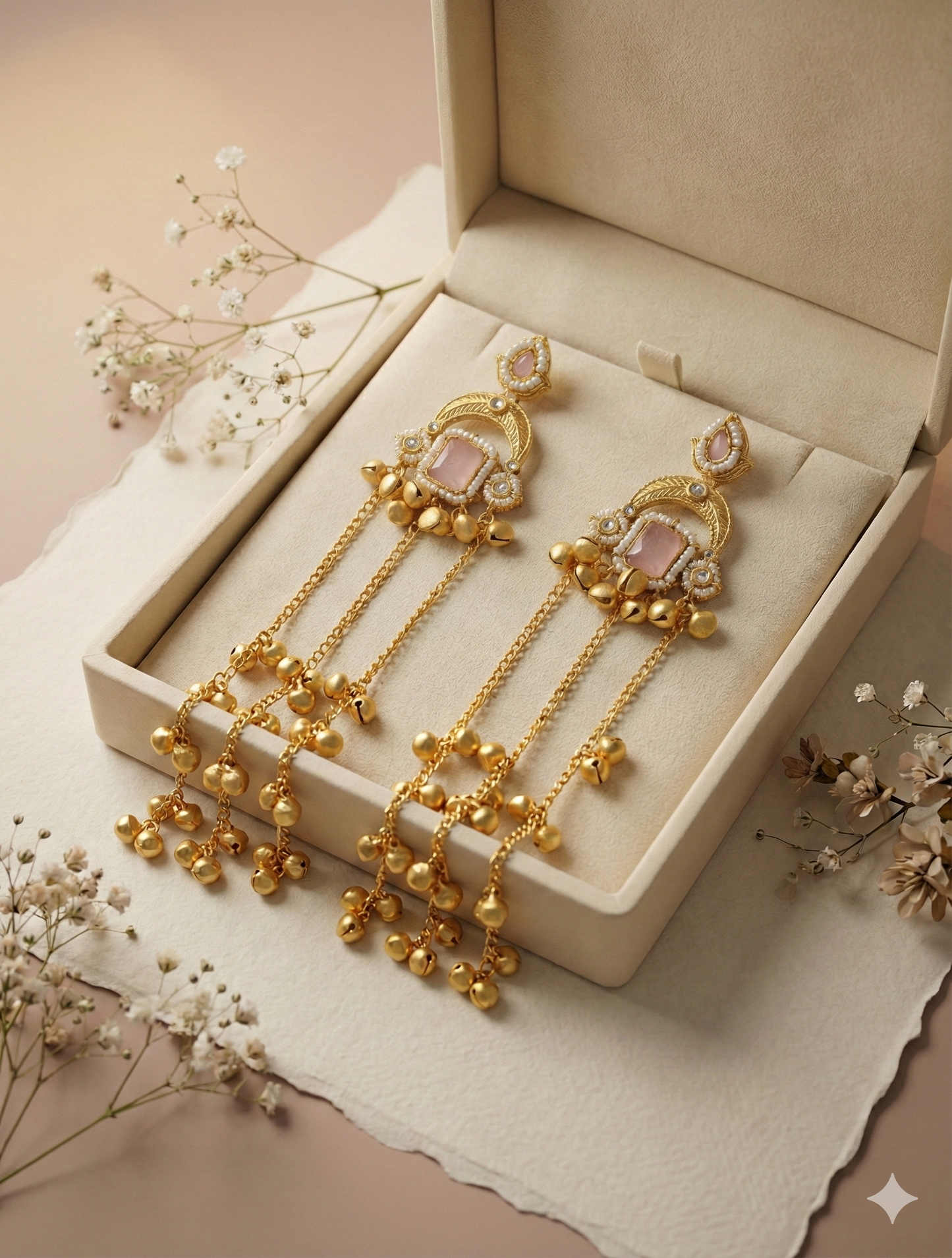 Half Moon Long Ghungroo Earrings