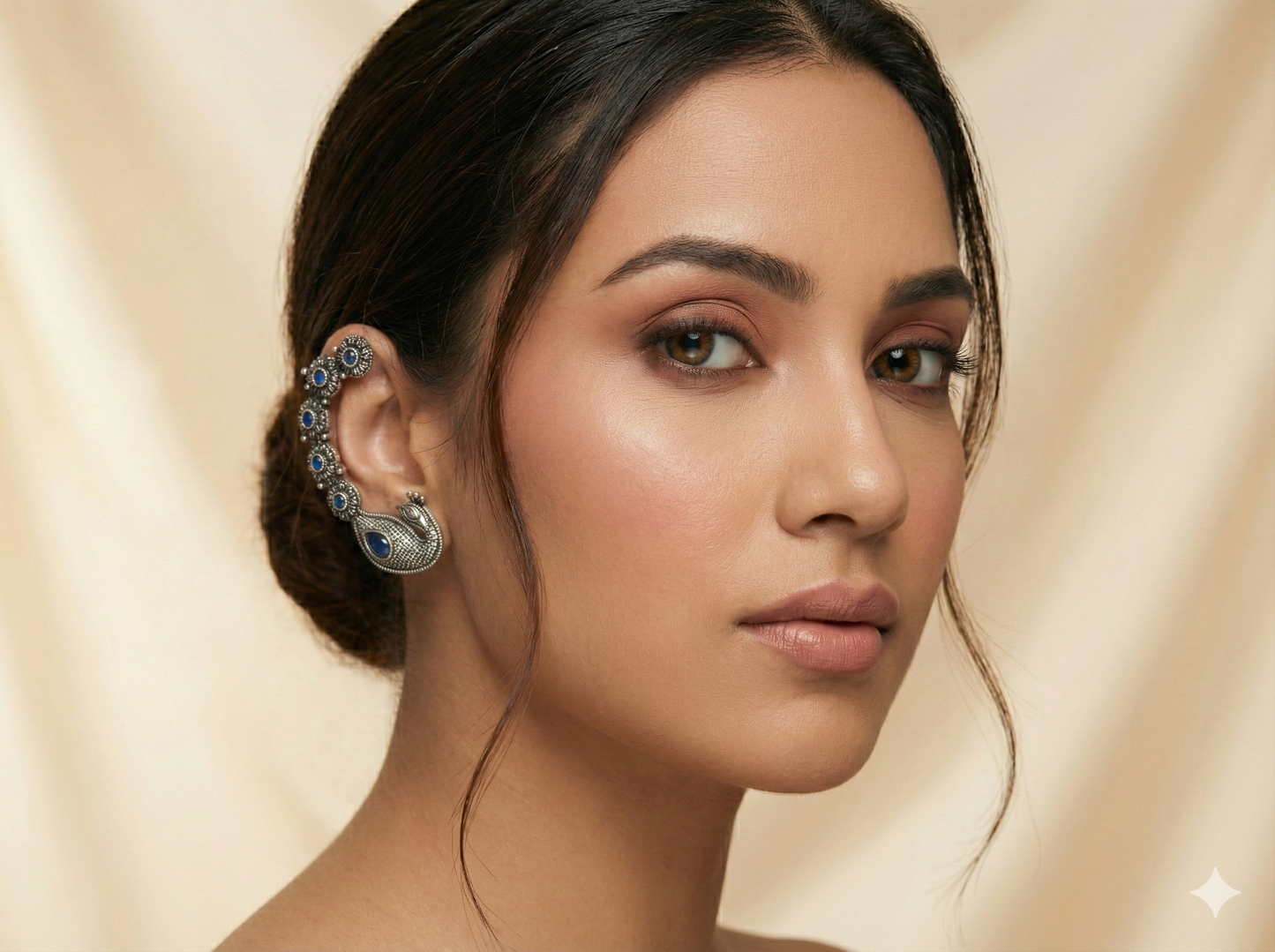 Chandrakala Noir Floral Earcuffs