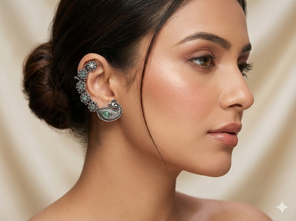 Chandrakala Noir Floral Earcuffs