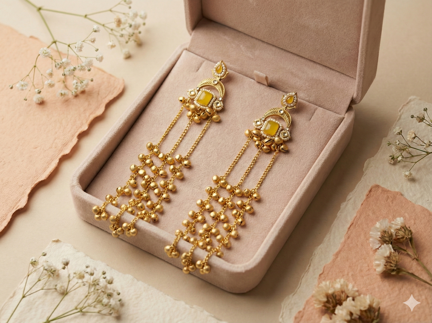 Half Moon Long Ghungroo Earrings