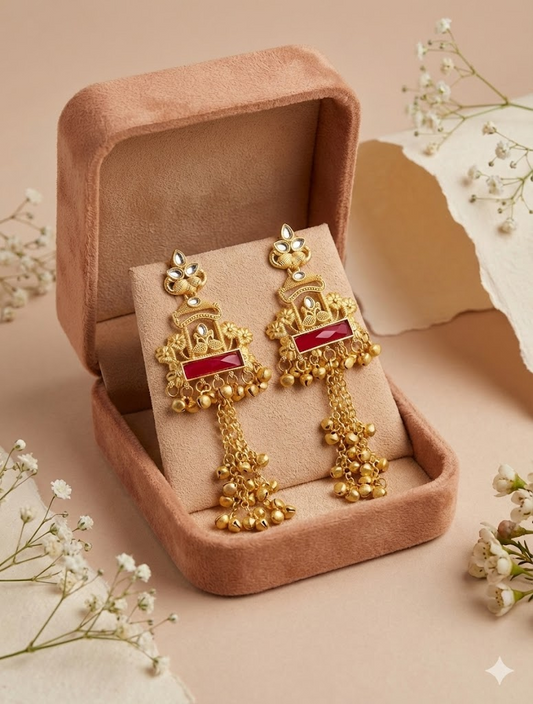 Imperial Ruby Tassel Chandbalis